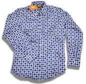 View Item New Chenaski Retro "Silky" 70's Retro Print Shirt Blue 
